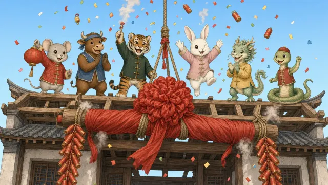 打完第 6 章:前六位住户在楼顶上梁